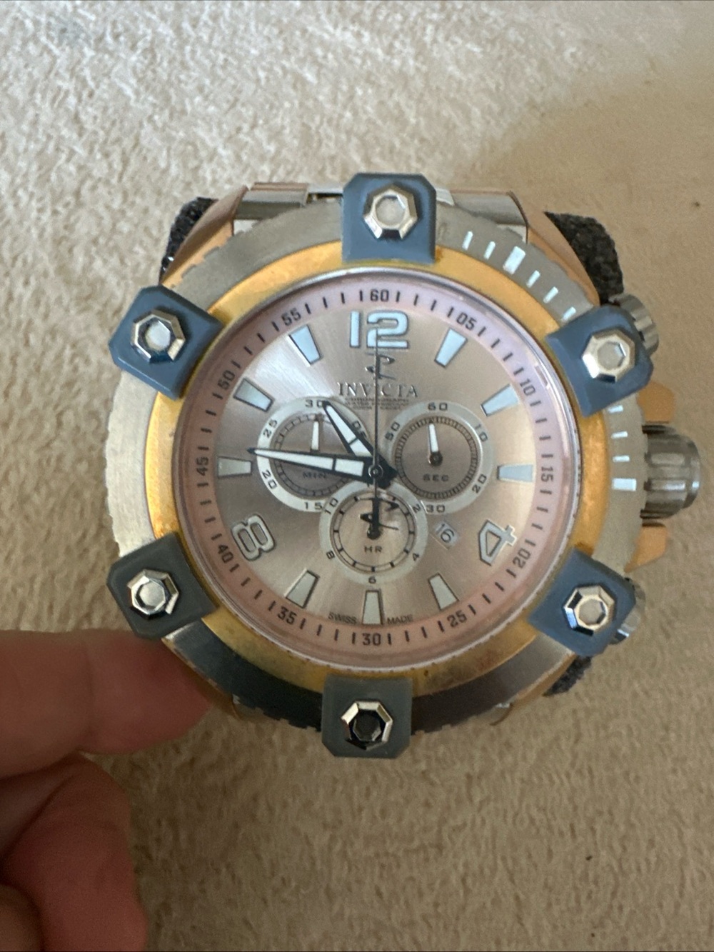 Invicta Reserve Octane #16028 Chrono Watch 2-Tone Rose Gold Gunmetal 56mm WR200m
